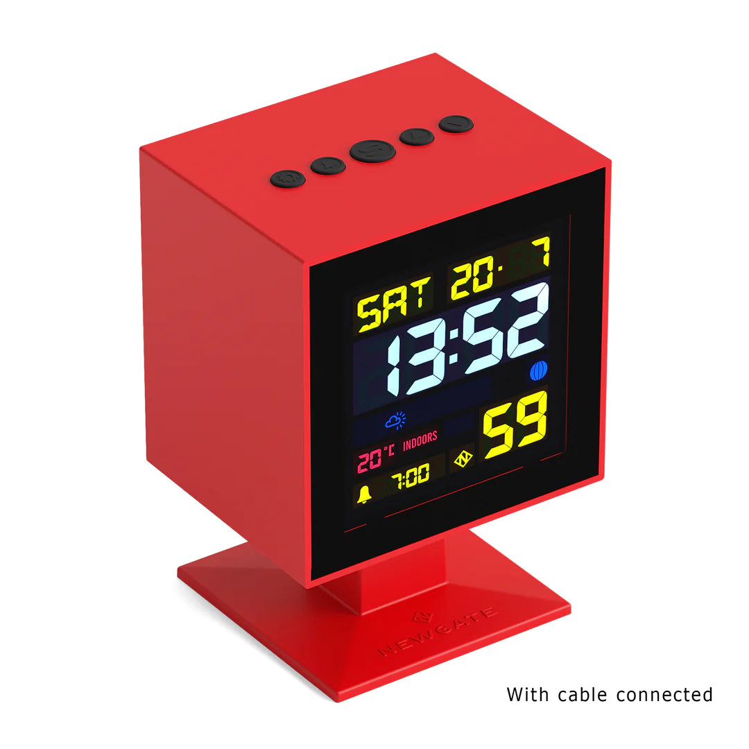 NEWGATE 'Monolith' Digital Monolith Alarm Clock Red/ Black