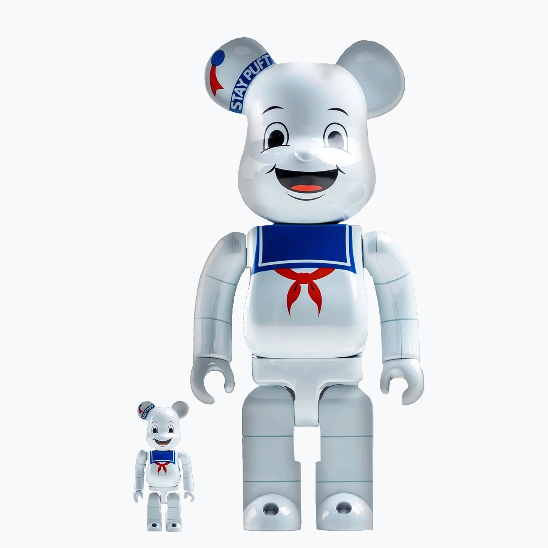 GHOSTBUSTERS STAY PUFT MARSHMALLOW MAN WHITE CHROME BE@RBRICK 400% & 100%